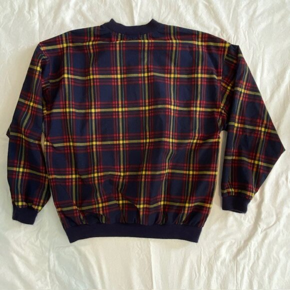 VINTAGE 90s Izod Blue Plaid Pullover Windbreaker Medium - Picture 7 of 10